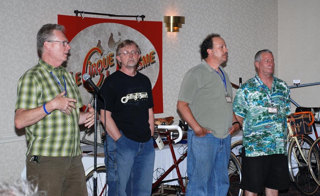DSC_7928a.jpg - Wayne introduces the framebuilder's forum... Doug Fattic, Mark Nobilette, Brian Baylis.