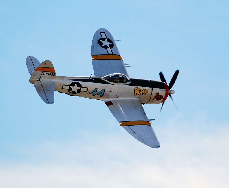 DSC_6860a.jpg - Called the "Jug" because of its milk-bottle shape, the Thunderbolt was never much admired for its looks... it usually took a backseat to more graceful-looking planes like the Mustang and the Spitfire. Still, the contours of the wings were very beautiful, as you can see.