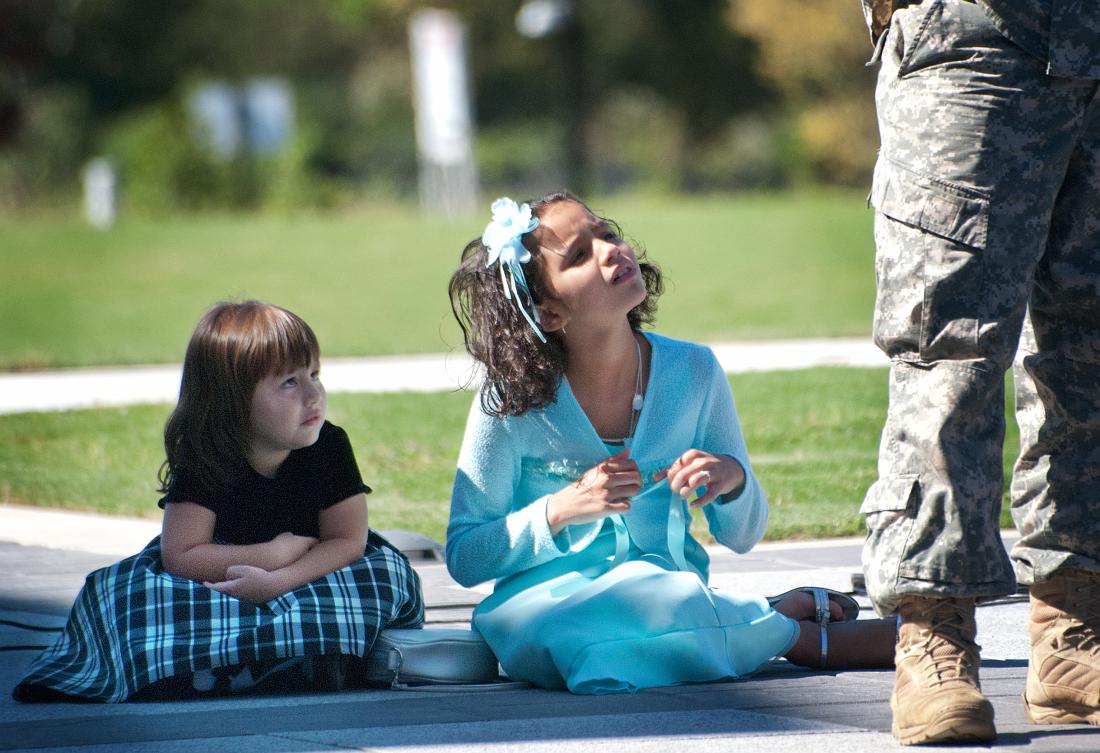 BH09_10_1811a.jpg - I was visiting the National Infantry Museum at Fort Benning to discuss some commercial production for their Imax theater and they were holding a ceremony out front.  These girls were watching their dad (whom I believe was graduating from Ranger school).